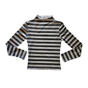 CALI BE Long Sleeve Striped Top Grey Black Small